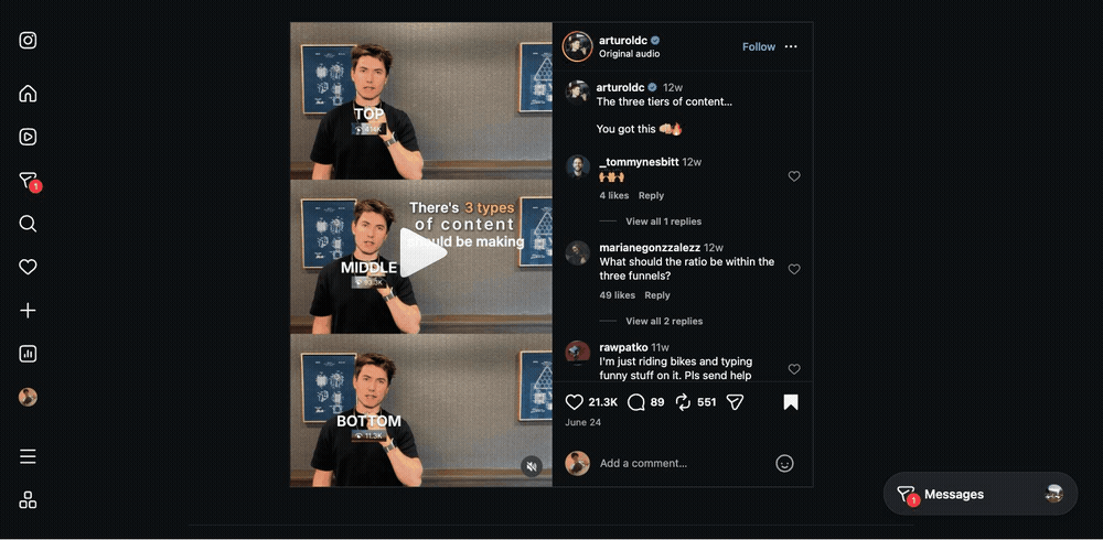 InfathomReel: a Reel is sent by DM and the bot replies with a real-or-fake verdict
